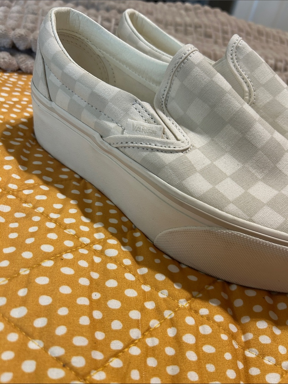 Vans Slip-On Checkerboard Loafers — Off-White platform - Picture 2 of 5